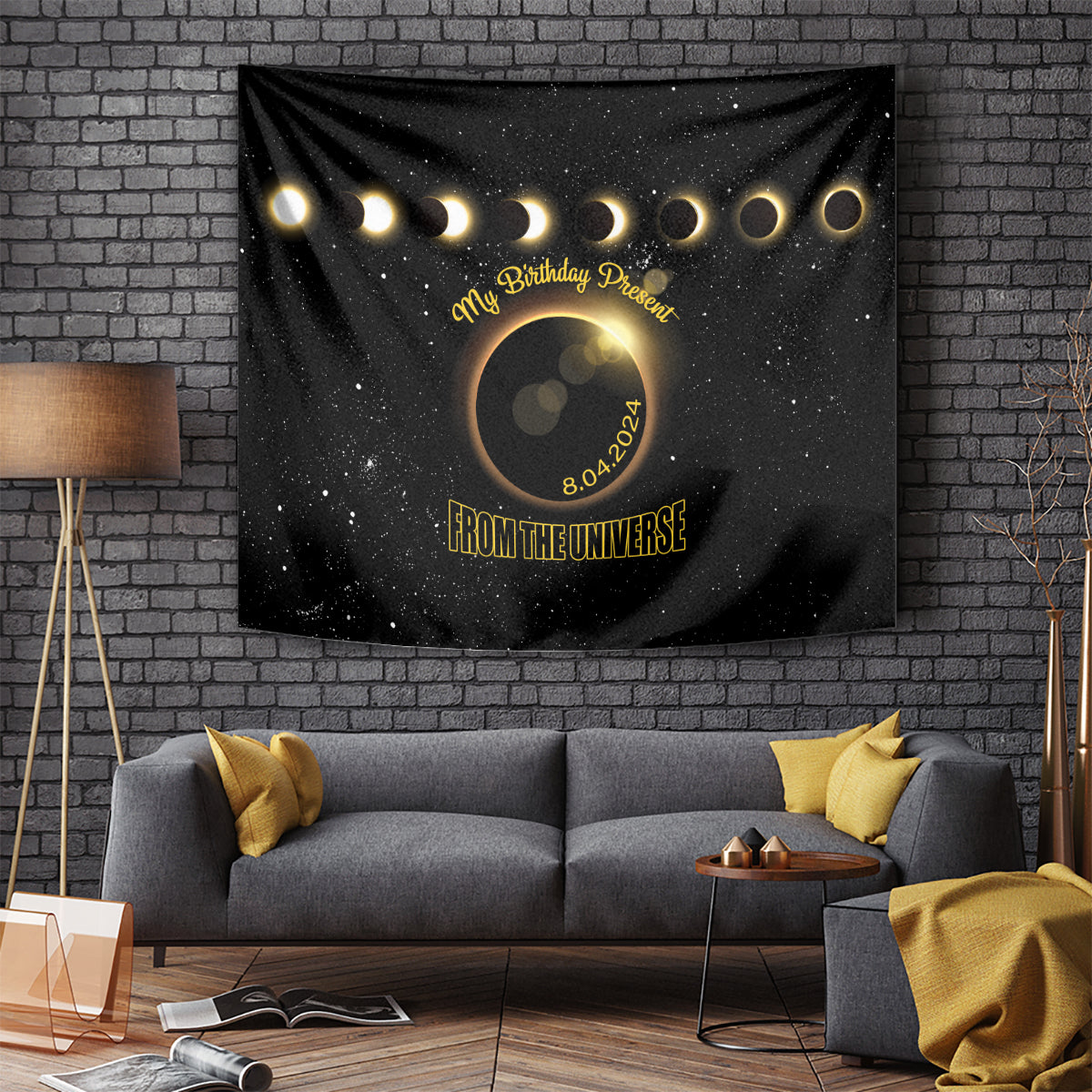 Total Solar Eclipse 2024 Tapestry My Birthday Present From The Universe - Wonder Print Shop