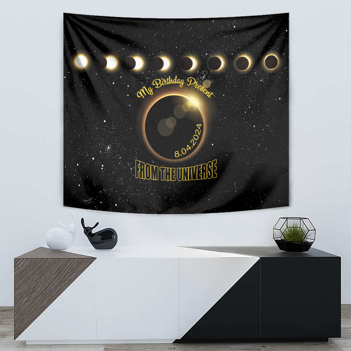 Total Solar Eclipse 2024 Tapestry My Birthday Present From The Universe - Wonder Print Shop