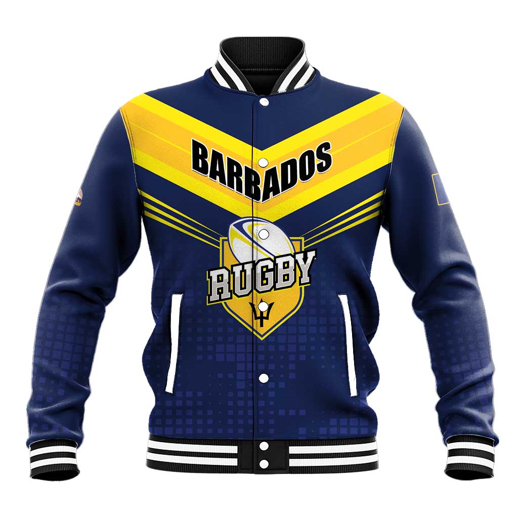 Custom Barbados Rugby Baseball Jacket Team Barbados Trident Go Champions