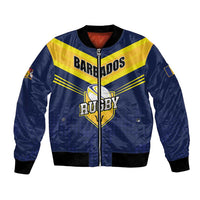 Custom Barbados Rugby Bomber Jacket Team Barbados Trident Go Champions