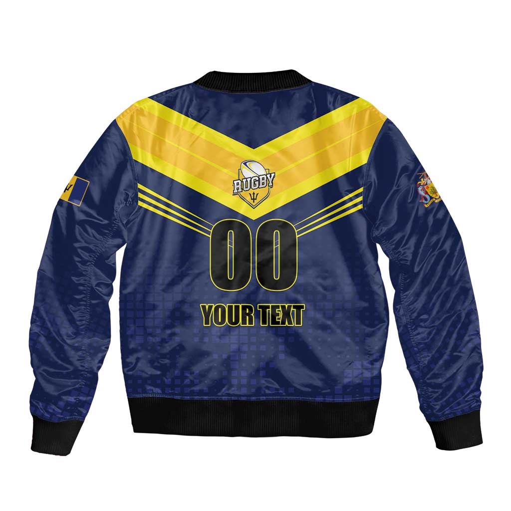 Custom Barbados Rugby Bomber Jacket Team Barbados Trident Go Champions
