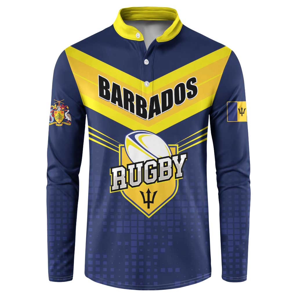 Custom Barbados Rugby Button Sweatshirt Team Barbados Trident Go Champions