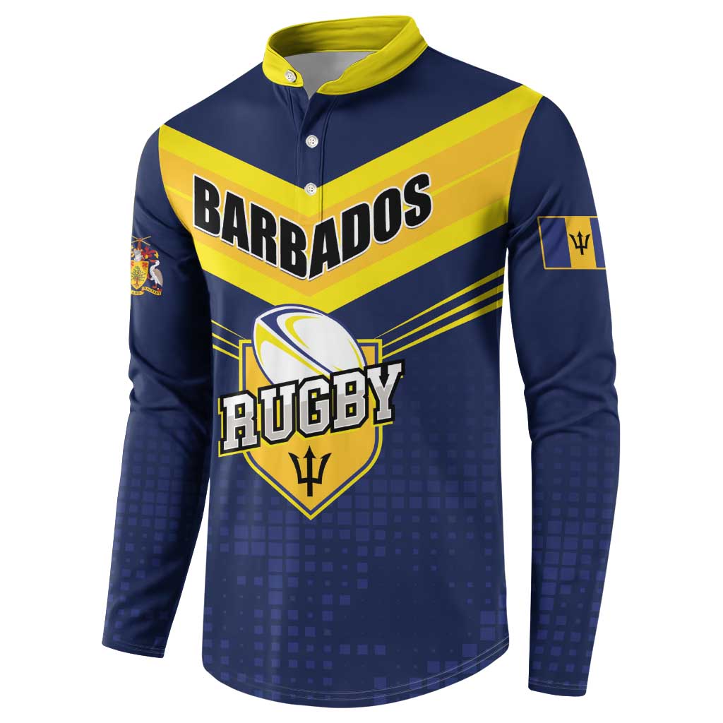 Custom Barbados Rugby Button Sweatshirt Team Barbados Trident Go Champions