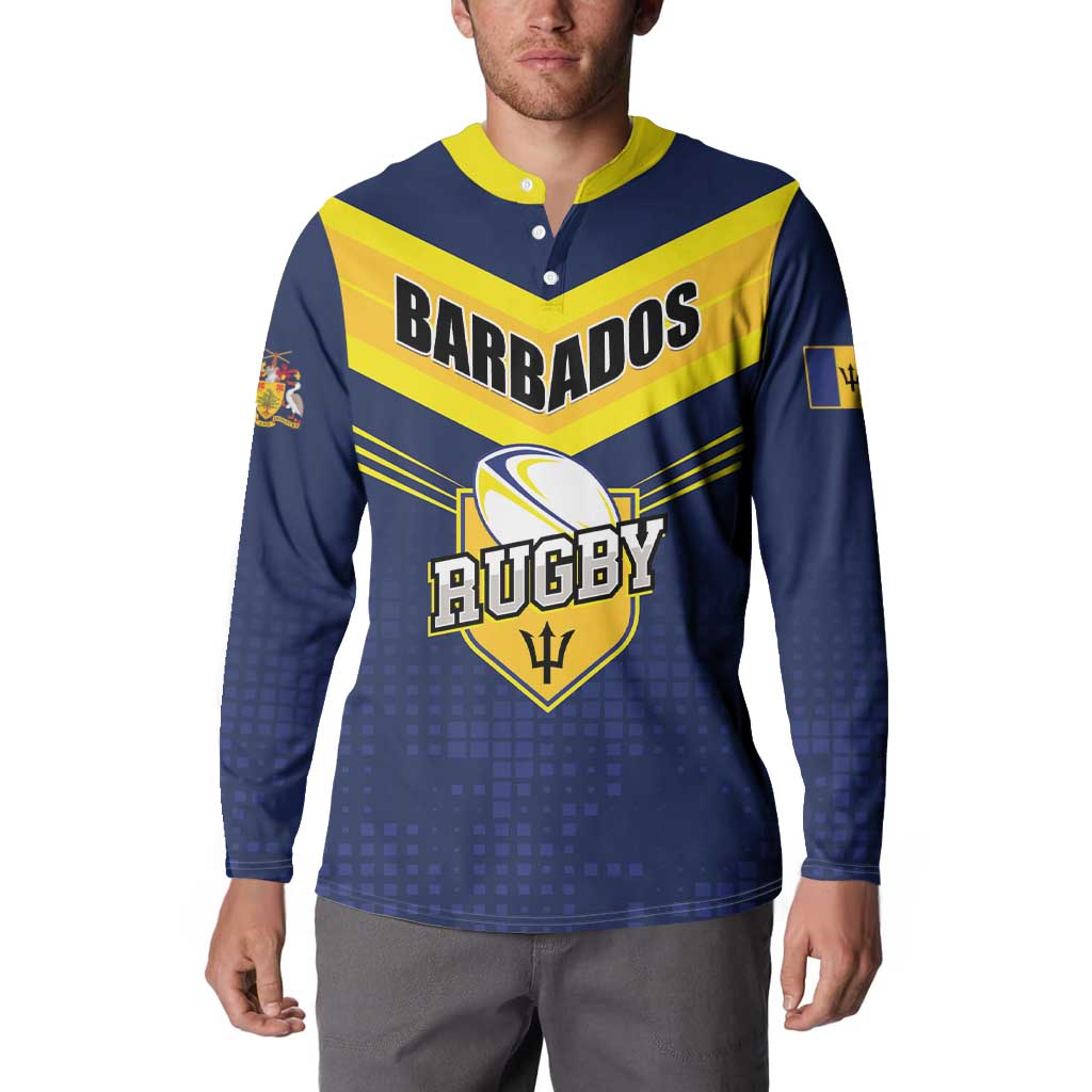 Custom Barbados Rugby Button Sweatshirt Team Barbados Trident Go Champions