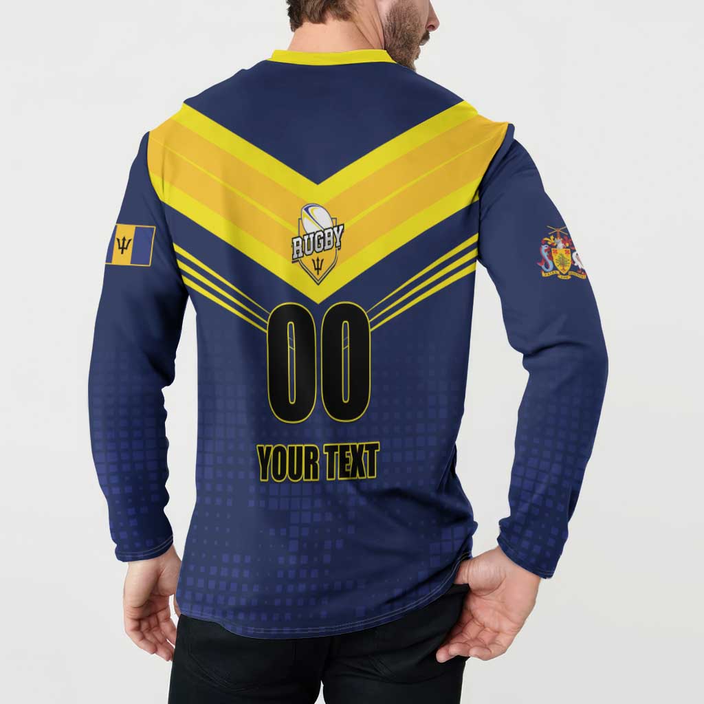 Custom Barbados Rugby Button Sweatshirt Team Barbados Trident Go Champions