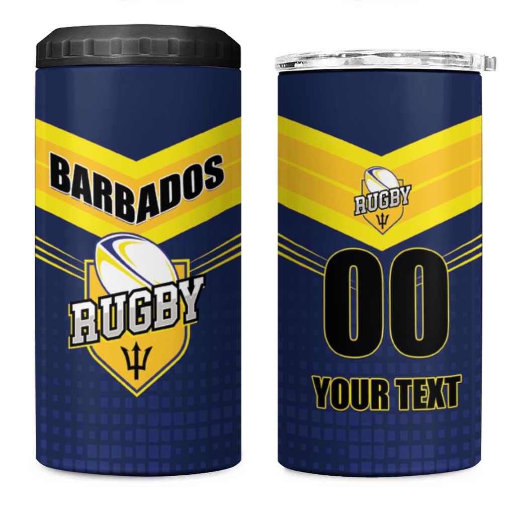Custom Barbados Rugby 4 in 1 Can Cooler Tumbler Team Barbados Trident Go Champions