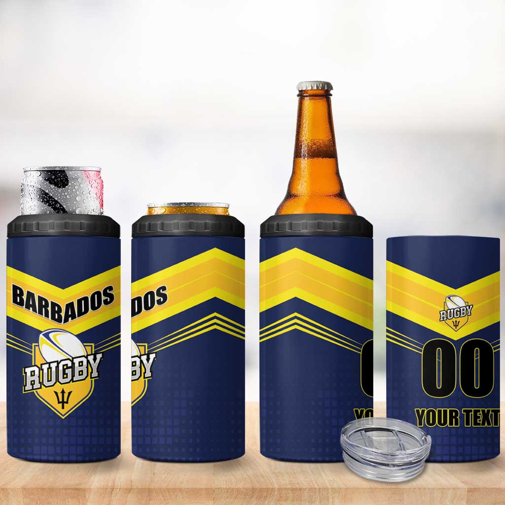 Custom Barbados Rugby 4 in 1 Can Cooler Tumbler Team Barbados Trident Go Champions