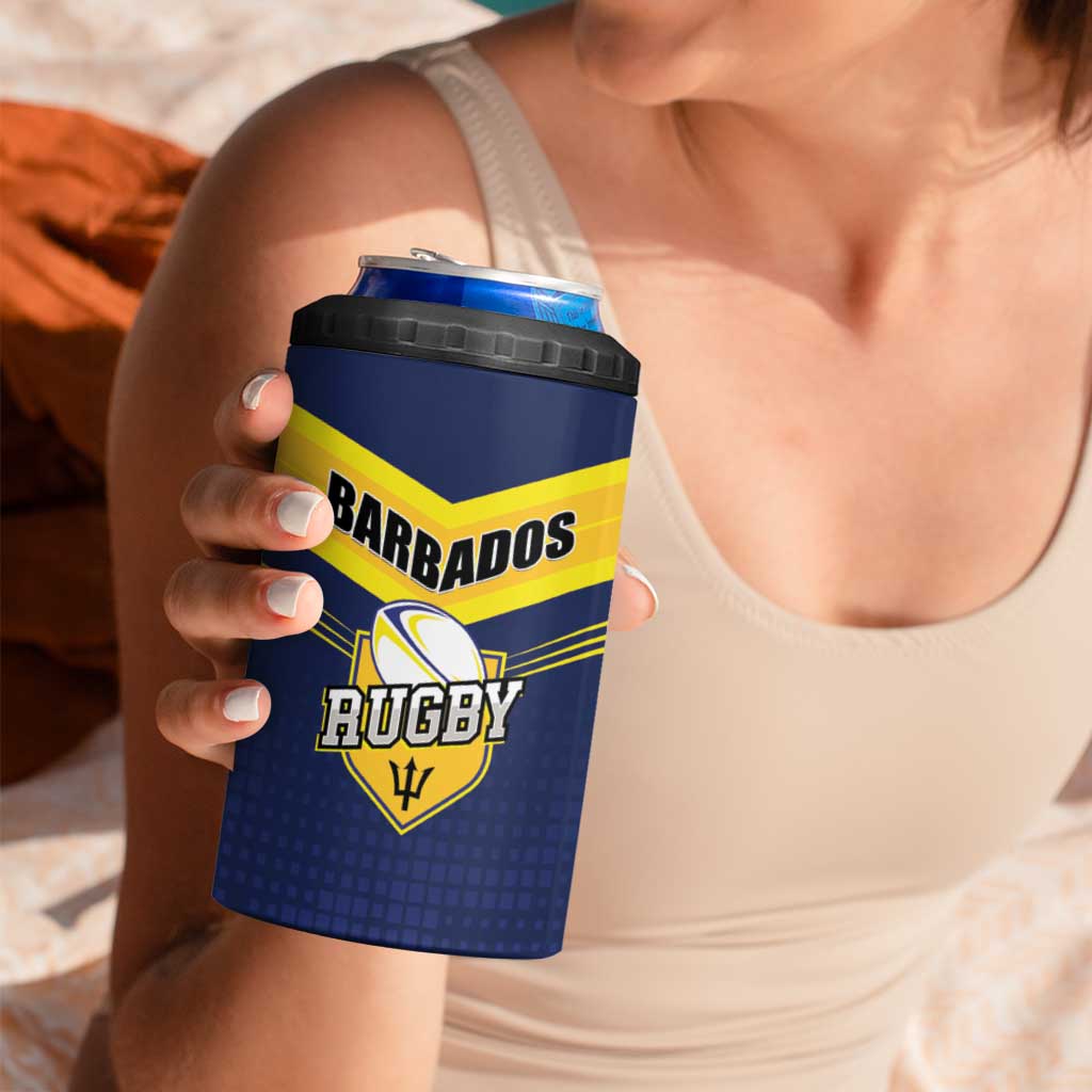 Custom Barbados Rugby 4 in 1 Can Cooler Tumbler Team Barbados Trident Go Champions