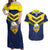 Custom Barbados Rugby Couples Matching Off Shoulder Maxi Dress and Hawaiian Shirt Team Barbados Trident Go Champions