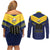 Custom Barbados Rugby Couples Matching Off Shoulder Short Dress and Long Sleeve Button Shirt Team Barbados Trident Go Champions