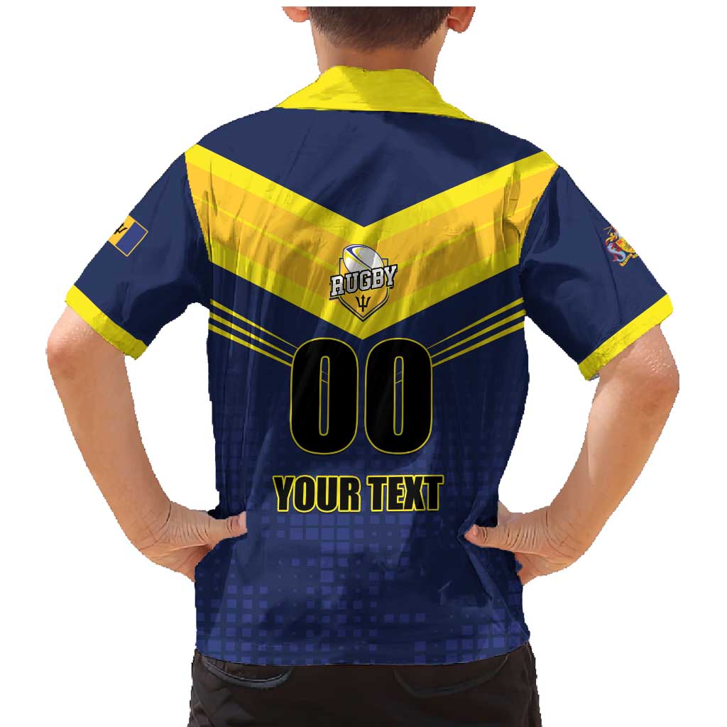 Custom Barbados Rugby Family Matching Mermaid Dress and Hawaiian Shirt Team Barbados Trident Go Champions