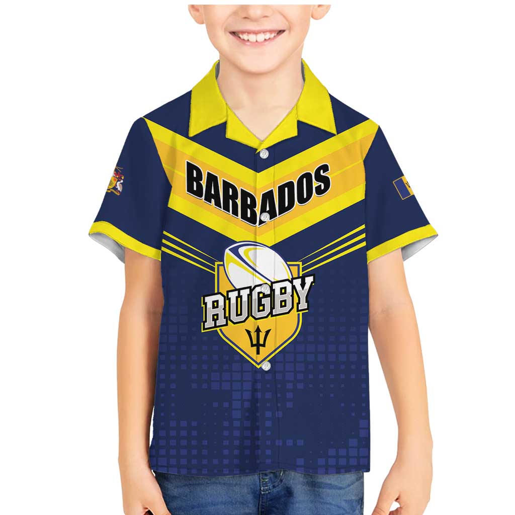 Custom Barbados Rugby Family Matching Mermaid Dress and Hawaiian Shirt Team Barbados Trident Go Champions