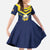 Custom Barbados Rugby Family Matching Off The Shoulder Long Sleeve Dress and Hawaiian Shirt Team Barbados Trident Go Champions