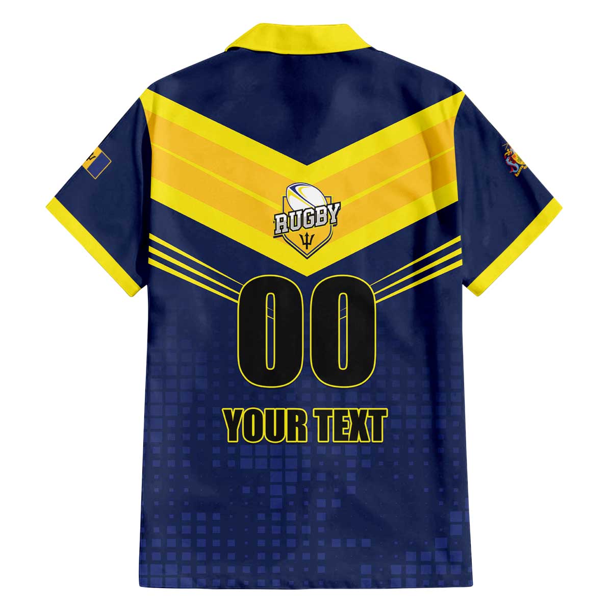 Custom Barbados Rugby Family Matching Off The Shoulder Long Sleeve Dress and Hawaiian Shirt Team Barbados Trident Go Champions