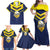Custom Barbados Rugby Family Matching Off Shoulder Maxi Dress and Hawaiian Shirt Team Barbados Trident Go Champions
