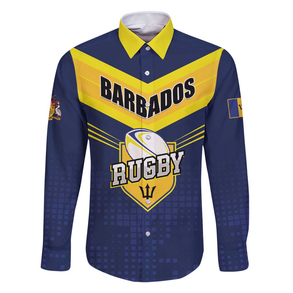 Custom Barbados Rugby Family Matching Short Sleeve Bodycon Dress and Hawaiian Shirt Team Barbados Trident Go Champions