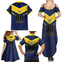 Custom Barbados Rugby Family Matching Summer Maxi Dress and Hawaiian Shirt Team Barbados Trident Go Champions