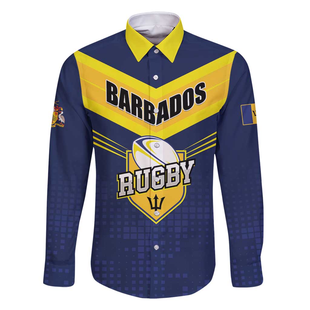 Custom Barbados Rugby Family Matching Summer Maxi Dress and Hawaiian Shirt Team Barbados Trident Go Champions