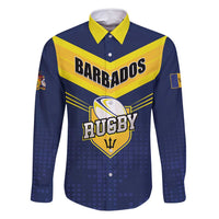 Custom Barbados Rugby Family Matching Tank Maxi Dress and Hawaiian Shirt Team Barbados Trident Go Champions