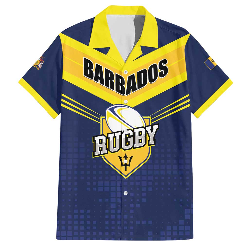 Custom Barbados Rugby Hawaiian Shirt Team Barbados Trident Go Champions