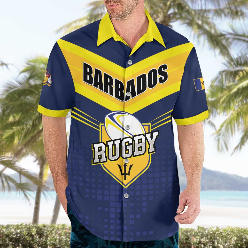 Custom Barbados Rugby Hawaiian Shirt Team Barbados Trident Go Champions