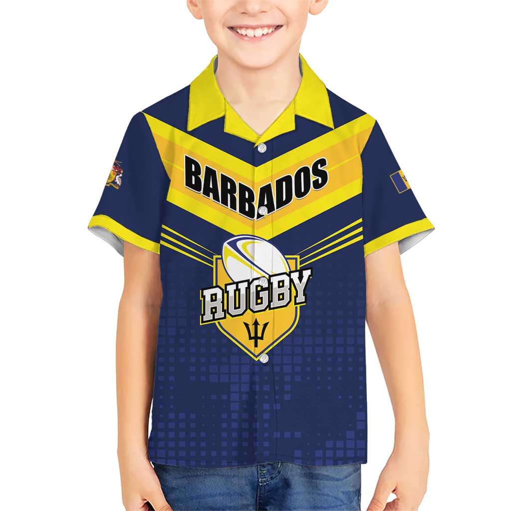 Custom Barbados Rugby Hawaiian Shirt Team Barbados Trident Go Champions