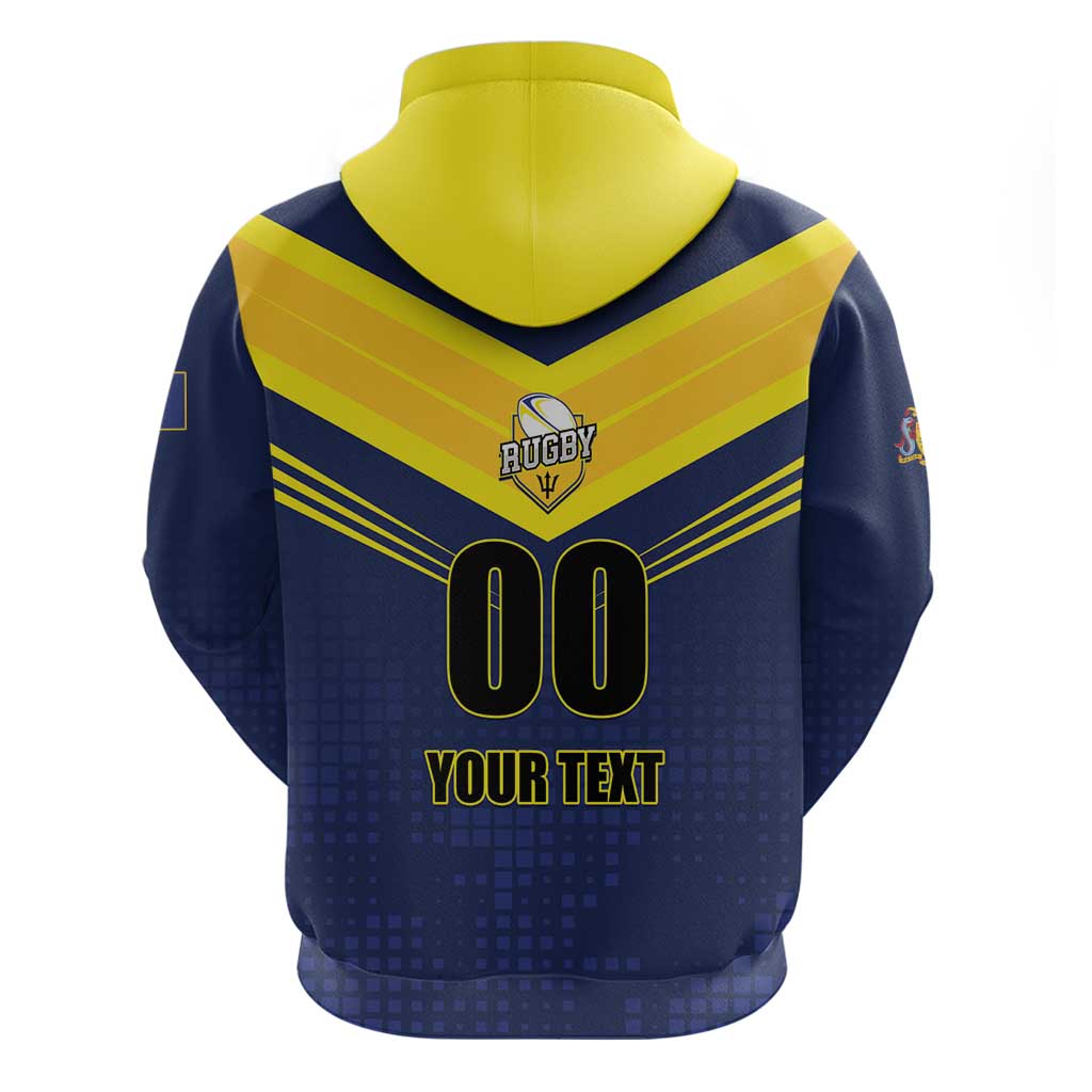 Custom Barbados Rugby Hoodie Team Barbados Trident Go Champions