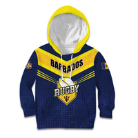Custom Barbados Rugby Kid Hoodie Team Barbados Trident Go Champions