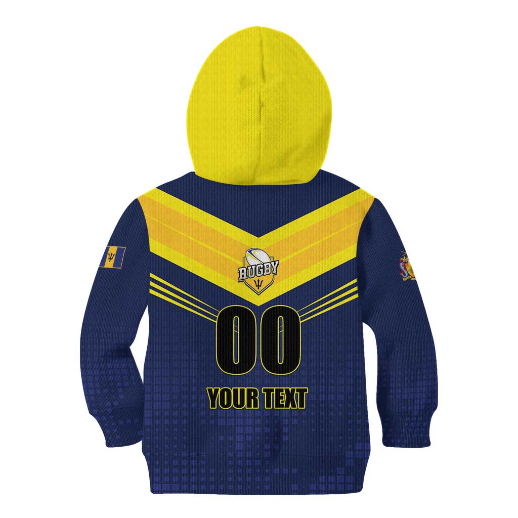 Custom Barbados Rugby Kid Hoodie Team Barbados Trident Go Champions