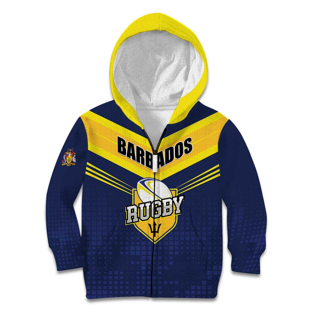 Custom Barbados Rugby Kid Hoodie Team Barbados Trident Go Champions