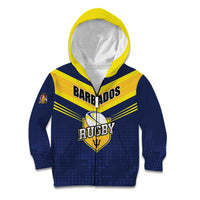 Custom Barbados Rugby Kid Hoodie Team Barbados Trident Go Champions