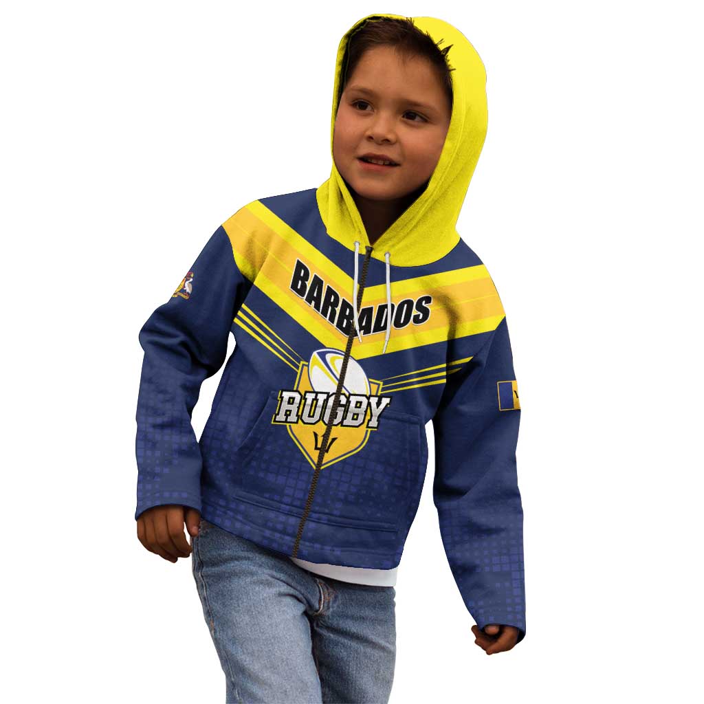 Custom Barbados Rugby Kid Hoodie Team Barbados Trident Go Champions