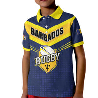 Custom Barbados Rugby Kid Polo Shirt Team Barbados Trident Go Champions