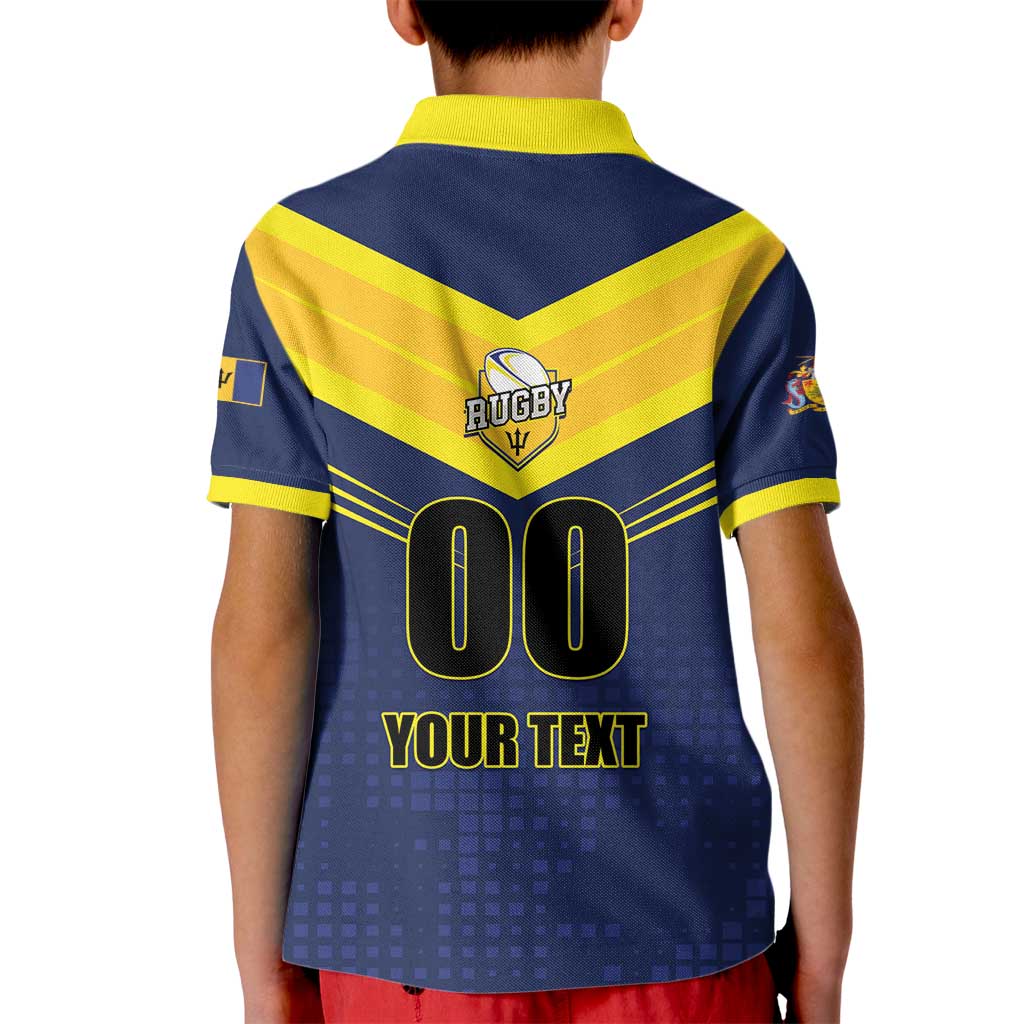 Custom Barbados Rugby Kid Polo Shirt Team Barbados Trident Go Champions