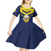 Custom Barbados Rugby Kid Short Sleeve Dress Team Barbados Trident Go Champions