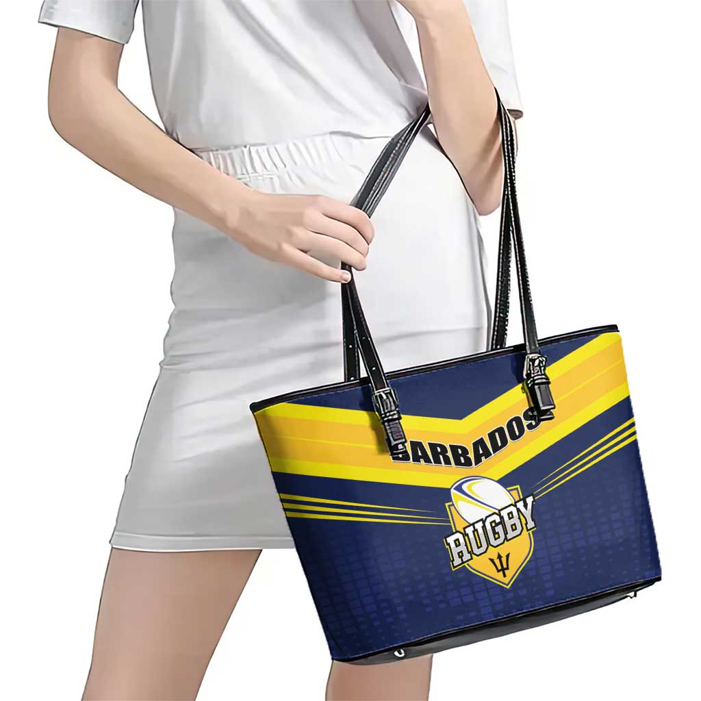 Barbados Rugby Leather Tote Bag Team Barbados Trident Go Champions