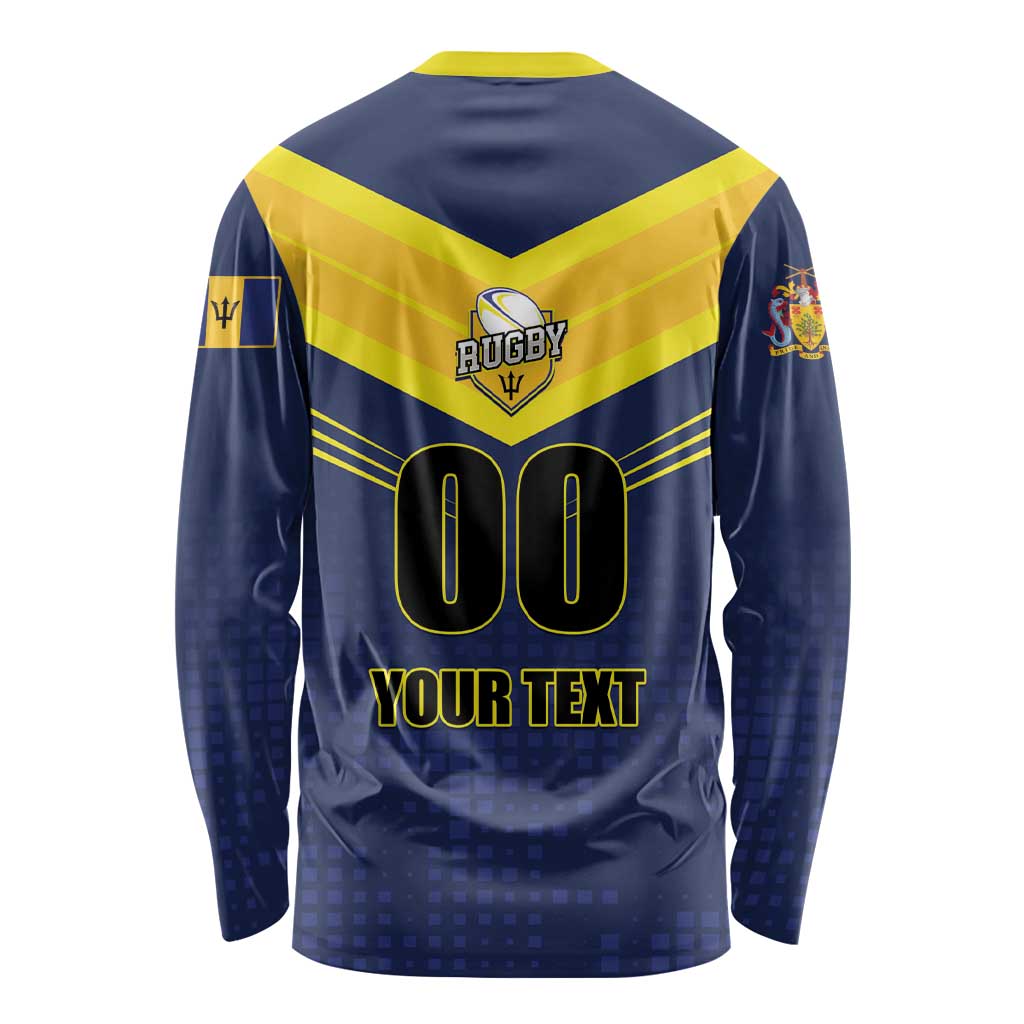 Custom Barbados Rugby Long Sleeve Shirt Team Barbados Trident Go Champions
