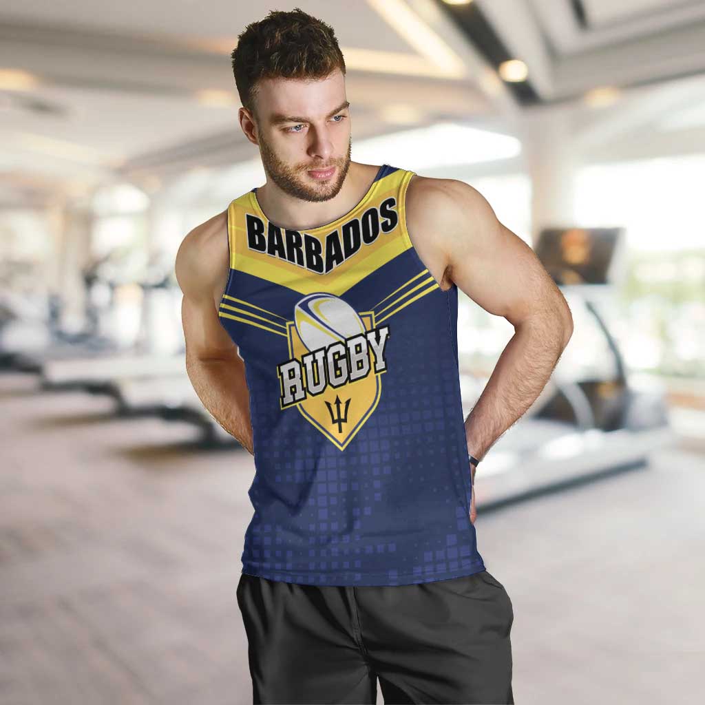 Custom Barbados Rugby Men Tank Top Team Barbados Trident Go Champions