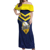 Custom Barbados Rugby Off Shoulder Maxi Dress Team Barbados Trident Go Champions