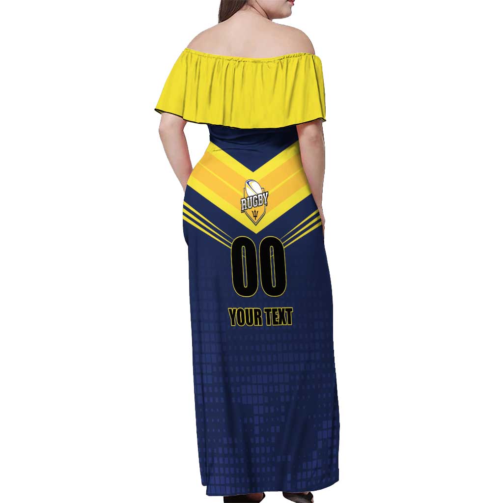 Custom Barbados Rugby Off Shoulder Maxi Dress Team Barbados Trident Go Champions