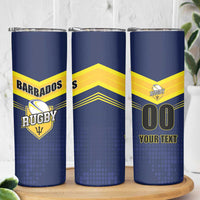 Custom Barbados Rugby Skinny Tumbler Team Barbados Trident Go Champions
