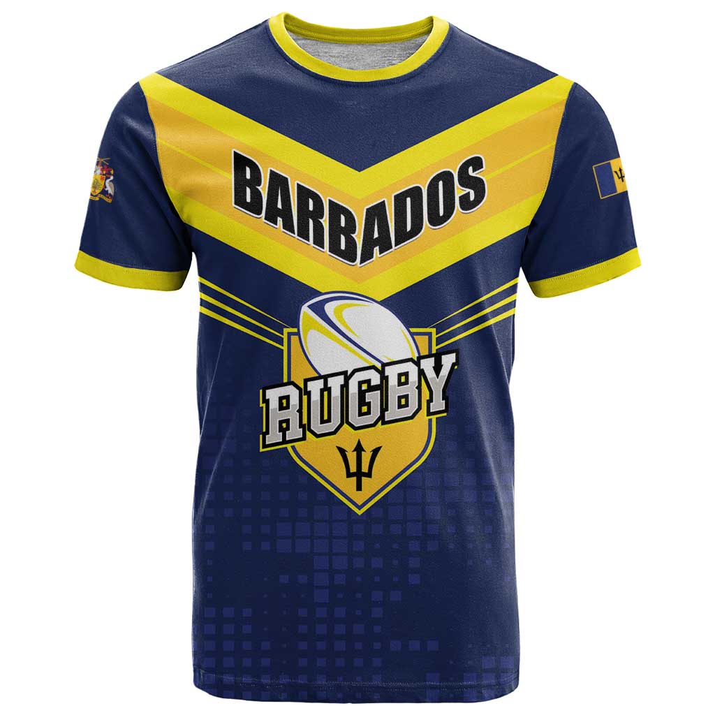 Custom Barbados Rugby T Shirt Team Barbados Trident Go Champions