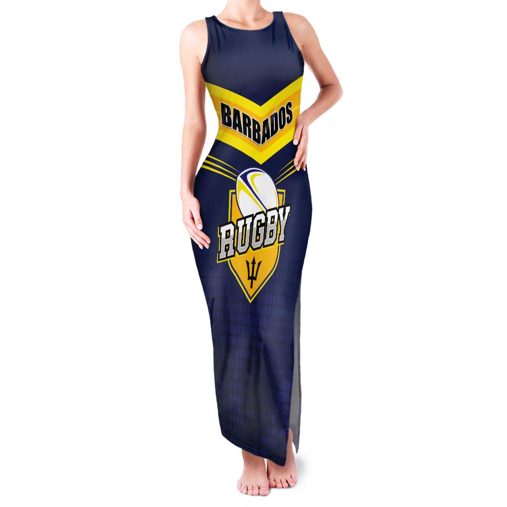 Custom Barbados Rugby Tank Maxi Dress Team Barbados Trident Go Champions