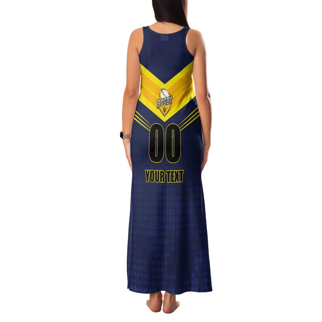 Custom Barbados Rugby Tank Maxi Dress Team Barbados Trident Go Champions