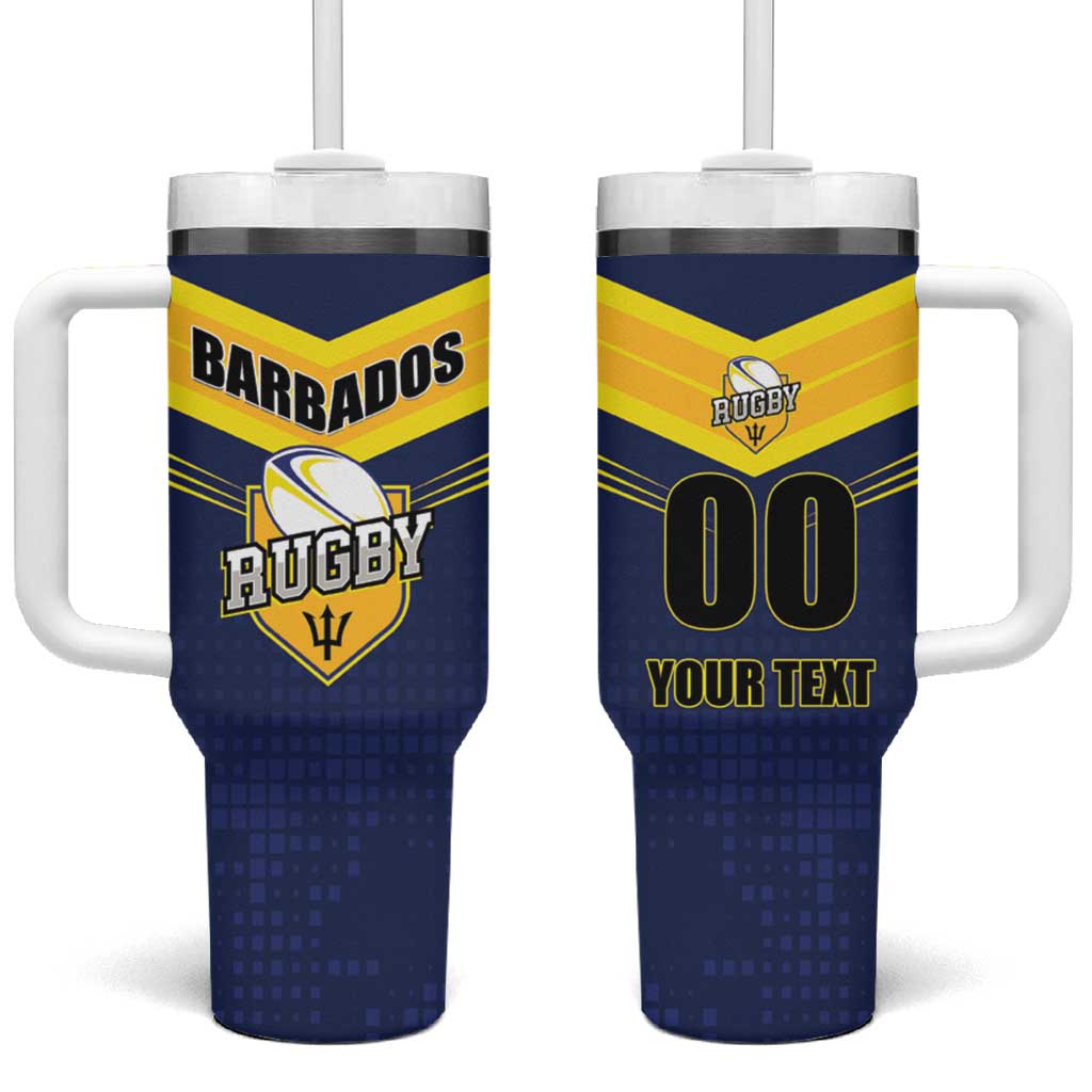 Custom Barbados Rugby Tumbler With Handle Team Barbados Trident Go Champions