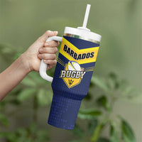 Custom Barbados Rugby Tumbler With Handle Team Barbados Trident Go Champions