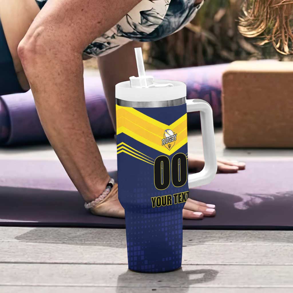 Custom Barbados Rugby Tumbler With Handle Team Barbados Trident Go Champions