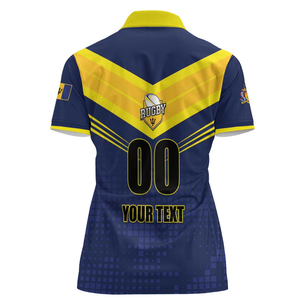 Custom Barbados Rugby Women Polo Shirt Team Barbados Trident Go Champions
