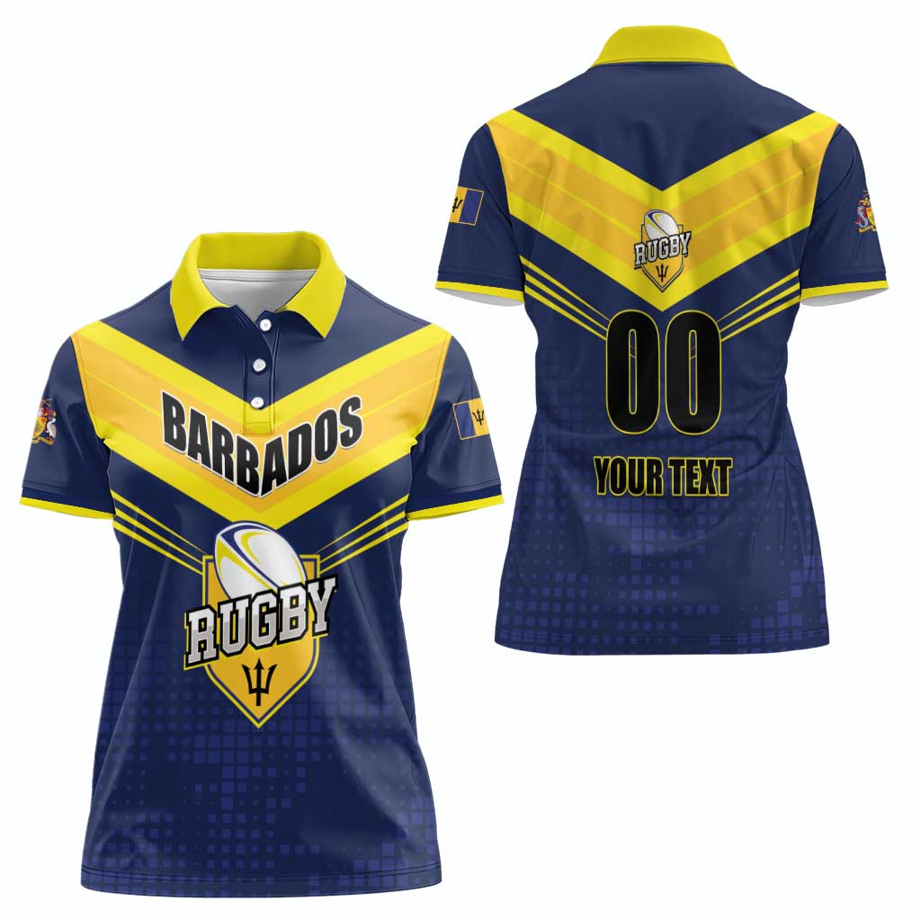 Custom Barbados Rugby Women Polo Shirt Team Barbados Trident Go Champions