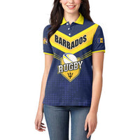 Custom Barbados Rugby Women Polo Shirt Team Barbados Trident Go Champions